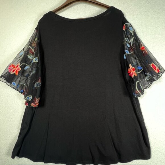 Kim & Cami Womens Top with Sheer Flutter Sleeves Plus Size 2X, New w/o tags - Picture 5 of 7